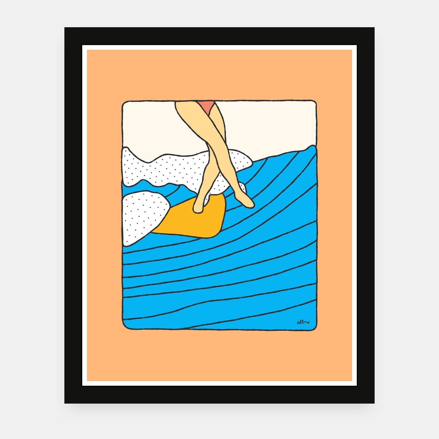 Sunny Dayz art print by Alimo in black frame, sunny beach scene