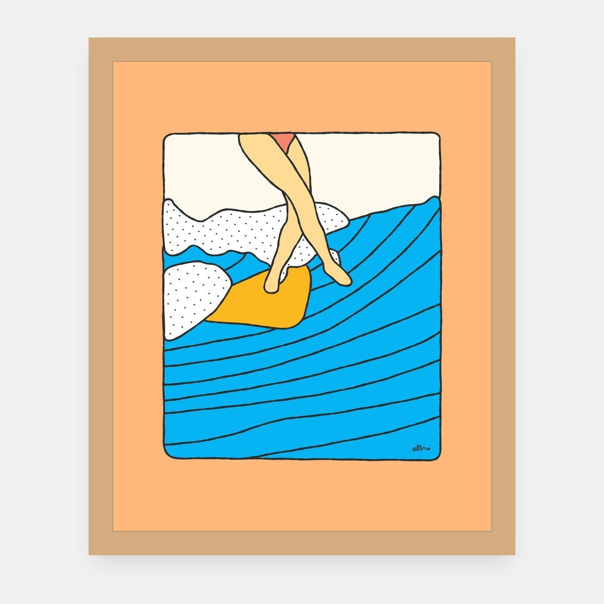 Sunny Dayz Alimo art print in a natural wood frame