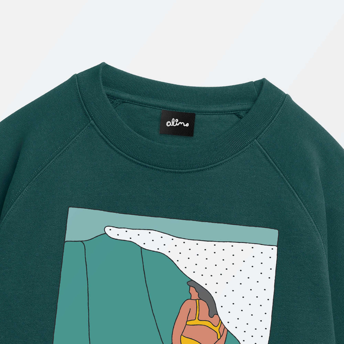 Surfing sweatshirt by Alimo. Ocean sweatshirt with girl surfing barrel sweatshirt