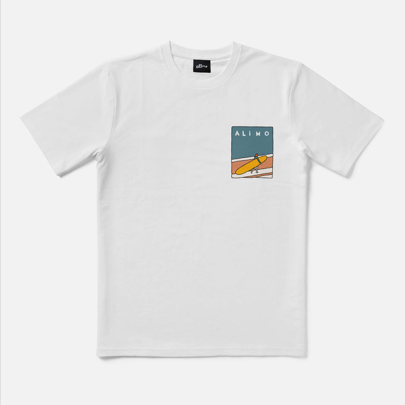 A Day To Reflect unisex t-shirt by Alimo, white cotton tee flat lay, front print