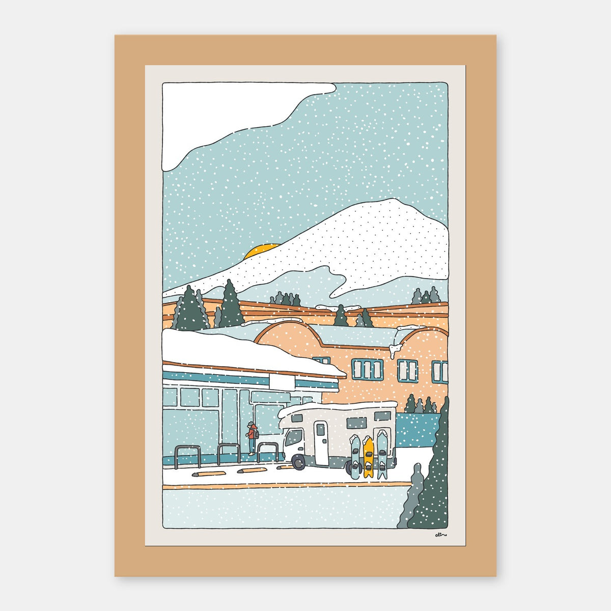 The Best Tsuukin Alimo art print in a natural wood frame