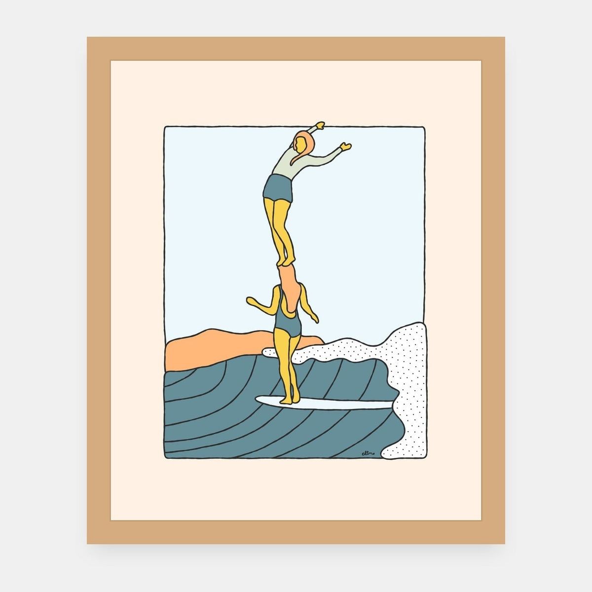 Totem Style Alimo art print in a natural wood frame