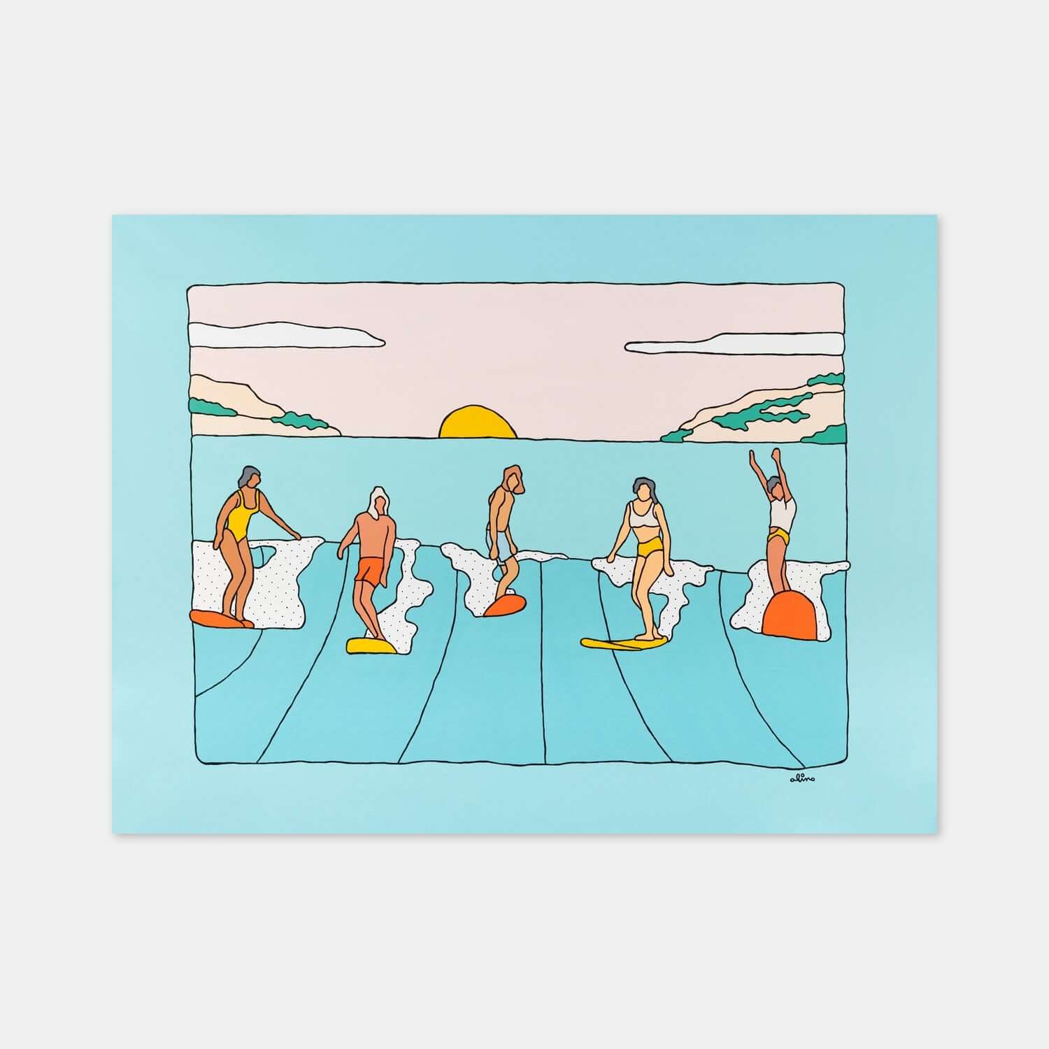 Hawaii Surf Art Print - Tropical Life - Art by Alimo