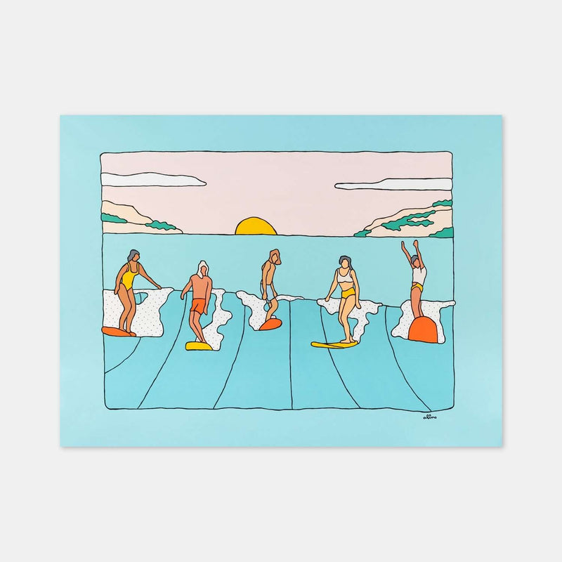 Hawaii Surf Art Print - Tropical Life - Art by Alimo