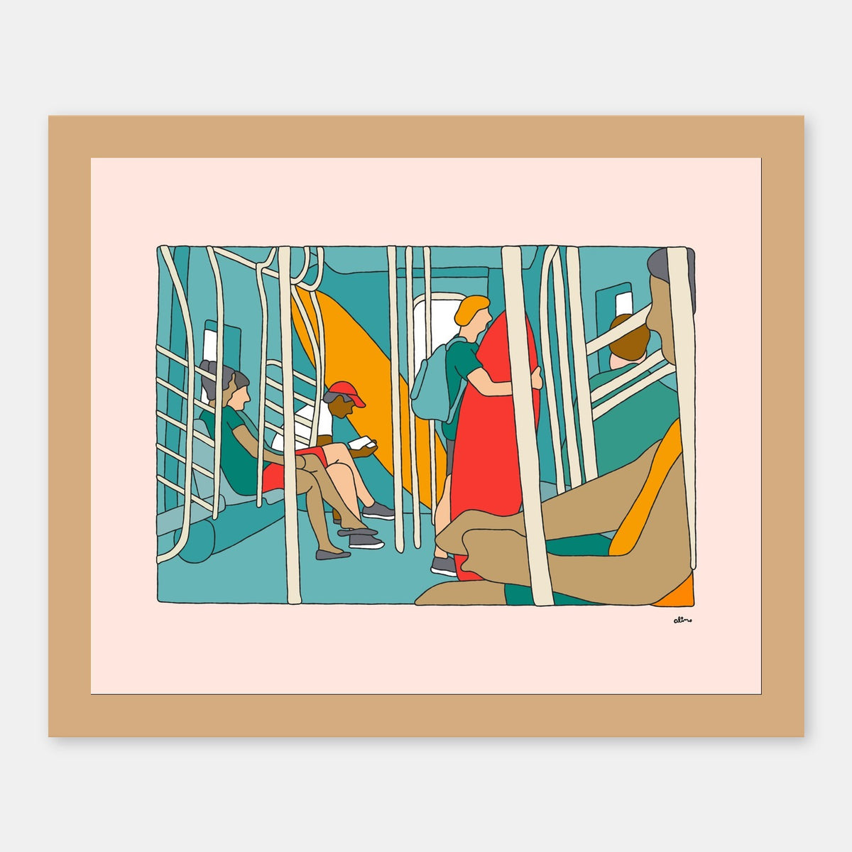 Tunnel Vision Alimo art print in a natural wood frame