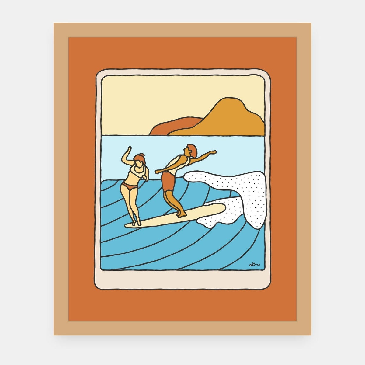 Weekend Coffee is the Best Alimo art print in a natural wood frame