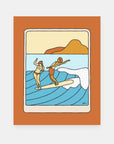 Weekend Coffee Is The Best surf art print by Alimo, morning coffee and beach scene