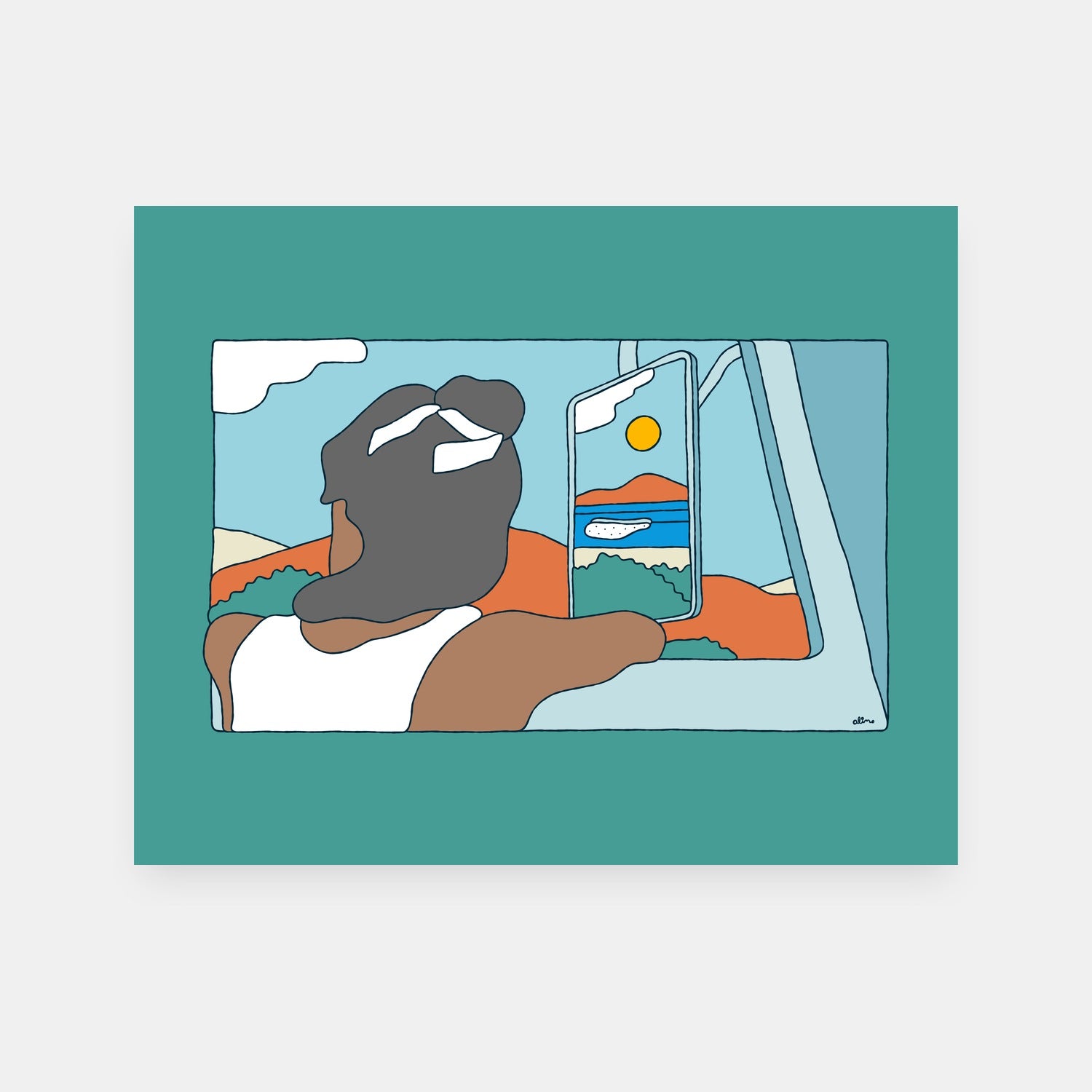 What A Session surf art print by Alimo, colorful post-surf celebration