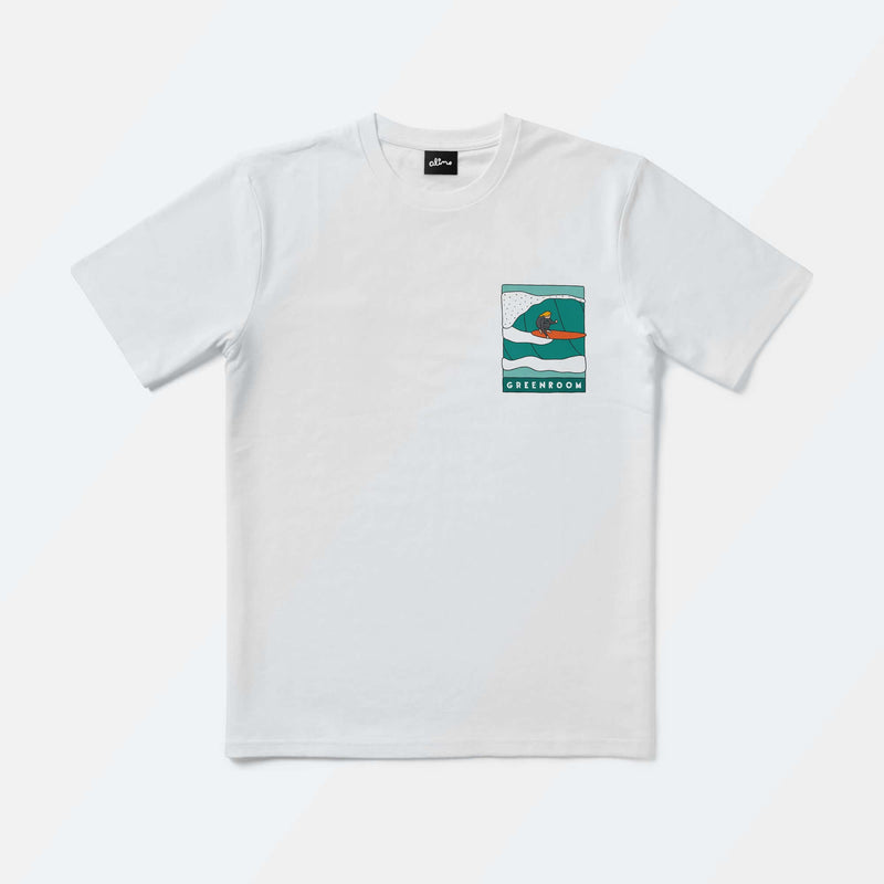 Kamakura unisex t-shirt by Alimo, white cotton tee flat lay, front print