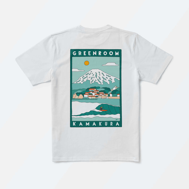 Kamakura t-shirt by Alimo, back of the white tee, flat lay