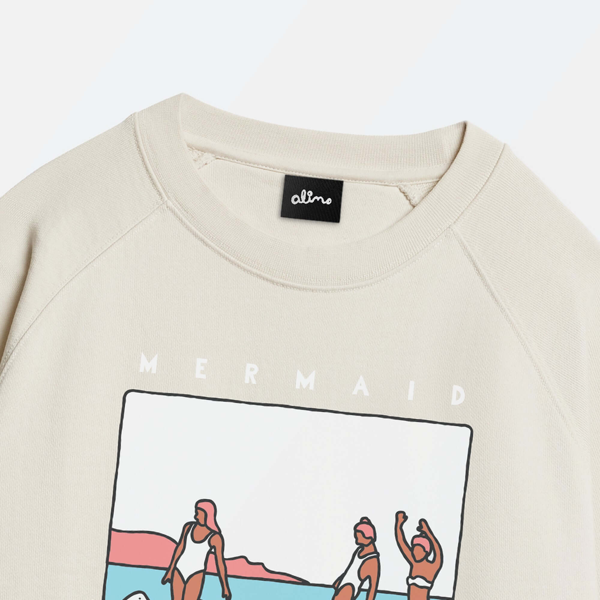 Mermaid Gang surf crewneck sweatshirt graphic detail