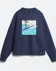 Sea Ya organic French terry crewneck sweatshirt in Eclipse with Alimo surf artwork
