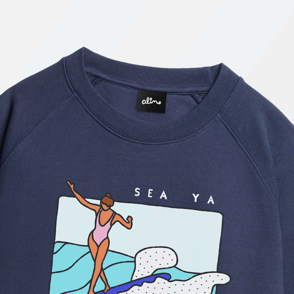 Surfing organic sweatshirt. Surfer girl