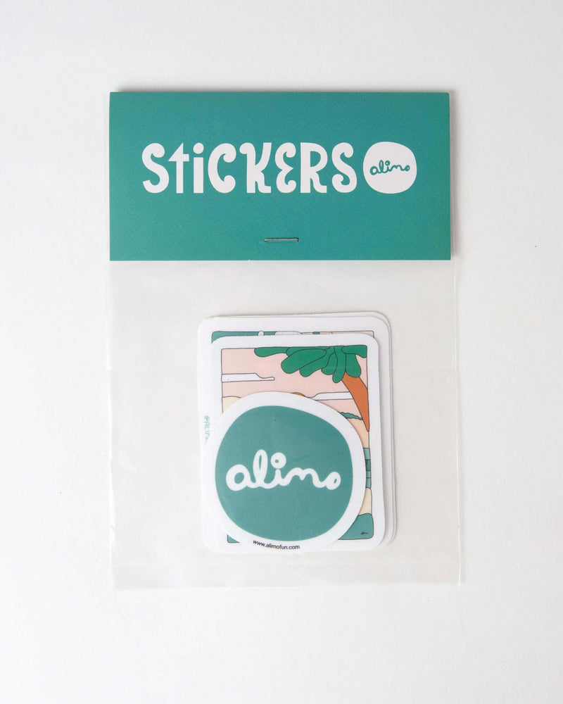Alimo surf sticker pack, 5 waterproof vinyl surfing stickers